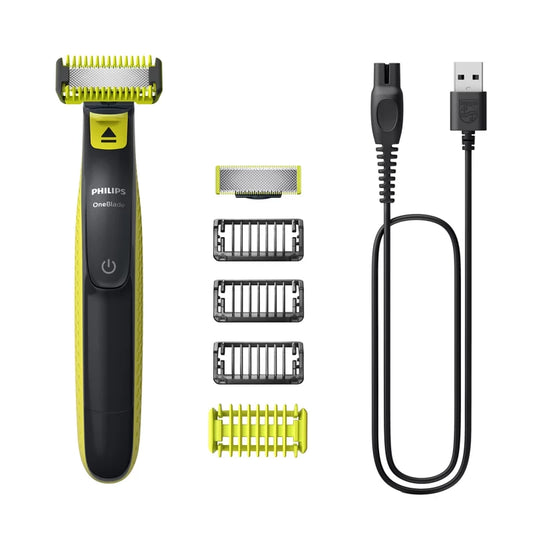 ماكينة حلاقة 3 بـ 1 للتشذيب والحلاقة وتحديد الحواف ببطارية 60 دقيقة مقاومة للماء ماركة Philips OneBlade