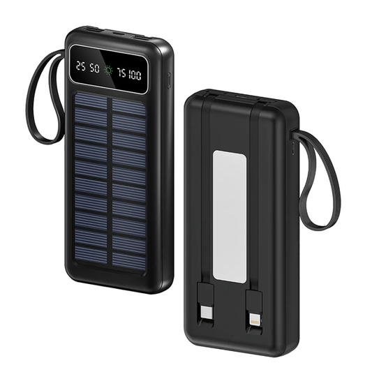 باوربانك يعمل بالطاقة الشمسية بسعة 30000 مللي أمبير مع ضوء كشاف ماركة Solar Power Bank