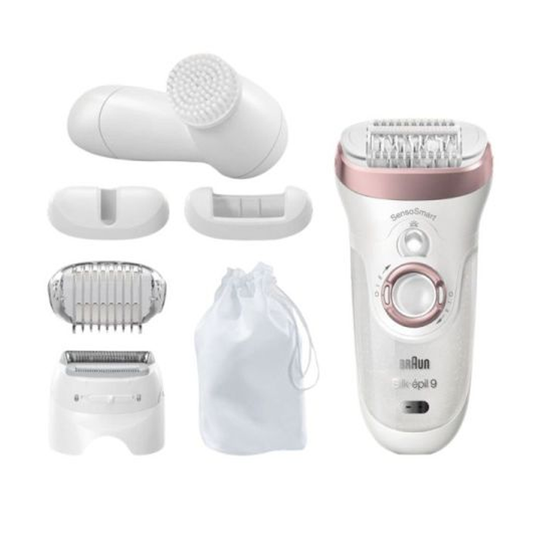 ماكينة براون لإزالة الشعر مع فرشاة تنظيف الوجه وضوء ذكي ماركة Braun Silk-épil 9-880