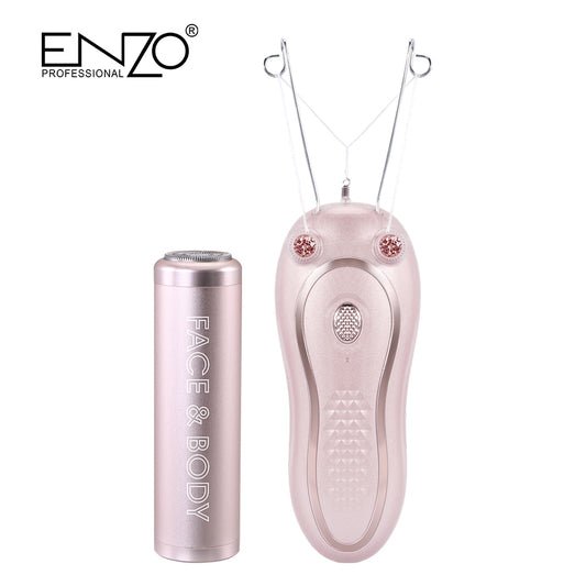 ماكينة خيط مع قلم إزالة الشعر 2 بـ 1 قابلة لاعادة الشحن للوجه والجسم ماركة ENZO
