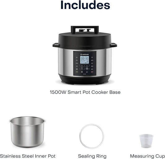 طنجرة ضغط كهربائية Smart Pot 2 Plus سعة 9.5 لتر بقوة 1500 واط و9 وظائف ماركة Nutricook