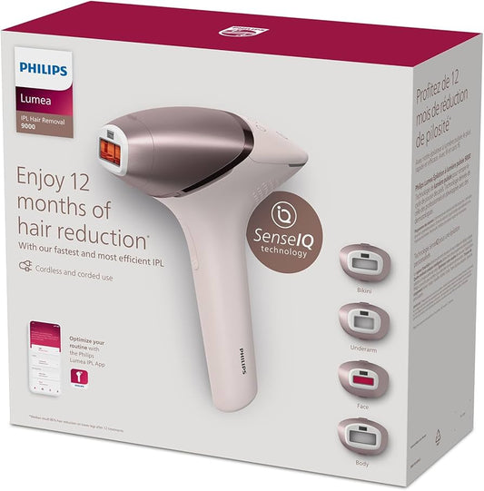 جهاز إزالة الشعر بالليزر 9000 IPL اللاسلكي مع 450,000 ومضة للوجه والجسم ماركة Philips