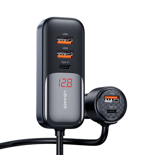 شاحن سيارة USAMS CC213 165W 5 منافذ 2C+3A شاشة رقمية PPS 45W يعمل 12V-24V مع كيبل