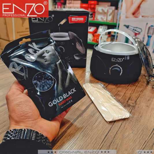 جهاز إزالة الشعر بالشمع مع شمع 100 غرام وعيدان خشب وتحكم بدرجة الحرارة ماركة ENZO