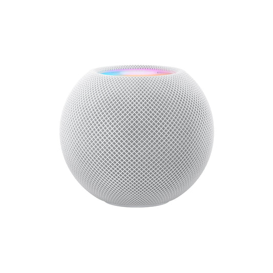 Apple HomePod mini لون أبيض على خلفية بيضاء