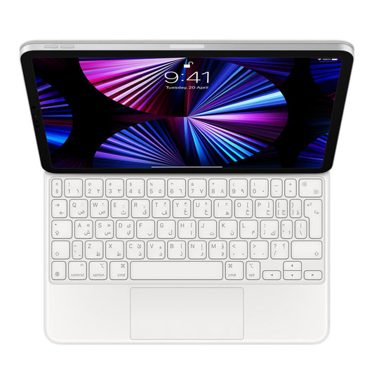 Apple Magic Keyboard عربي لـ iPad Pro 11 إنش على خلفية بيضاء