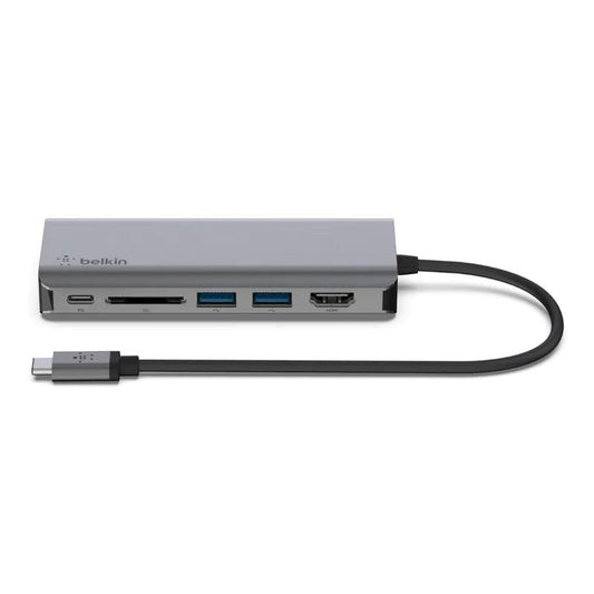موزع منافذ USB-C من Belkin موديل AVC008btSGY – 100 واط، 2 منافذ، 6 في 1