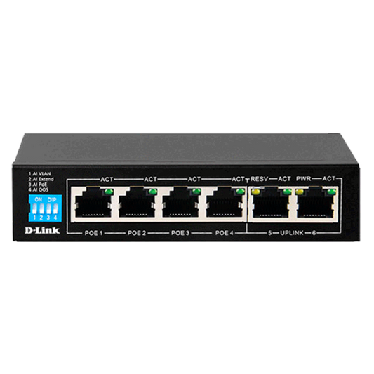 سويتش شبكة من D-Link موديل DES-F1006P-E/E – 6-Port، PoE