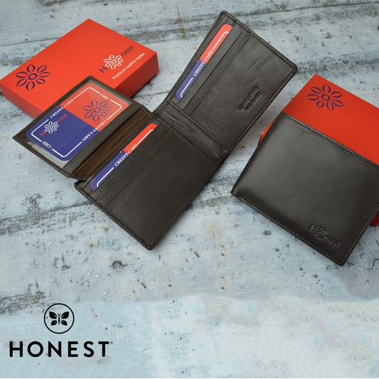 محفظة رجالية من الجلد الطبيعي ماركة HONEST
