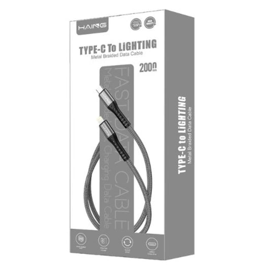 كيبل من HAING Type-C to Lightning 20W Metal Braided كيبل بيانات 2M موديل HI-041CL-2m - صورة 1