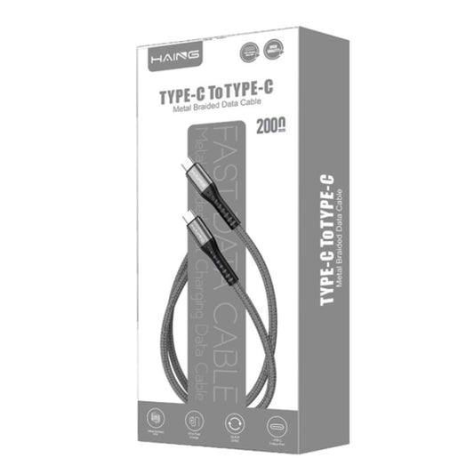 كيبل من HAING Type-C to Type-C 20W Metal Braided كيبل بيانات 2M موديل HI042CC-2m - صورة 2
