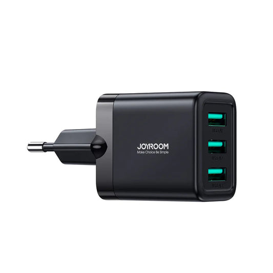 كابل شحن JOYROOM Joyroom 3USB Charger 3.4A Fast Charging & Safe Design - Black | أداء موثوق وتصميم عملي