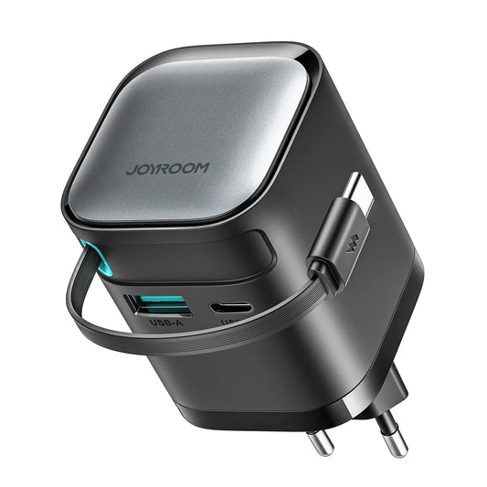 كابل شحن JOYROOM JOYROOM GaN 65W Charger with Retractable Cable – Fast & Compact | أداء موثوق وتصميم عملي