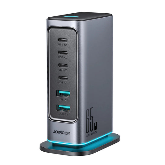 شاحن سريع JOYROOM JOYROOM JR-TCM02 65W Multi-Port Desktop Charger – B2B Use | أداء موثوق وتصميم عملي