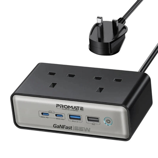 شاحن من Promate موديل PowerBrix2-GaN65 مع 65W و60W و5W - صورة 1