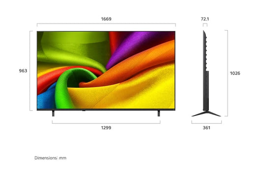 شاشة/تلفزيون مقاس 75 بوصة 4K UHD AI Smart TV مع webOS 26 والذكاء الاصطناعي ماركة LG