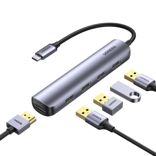 موزع USB-C UGREEN 20197 مع HDMI وأربعة منافذ USB