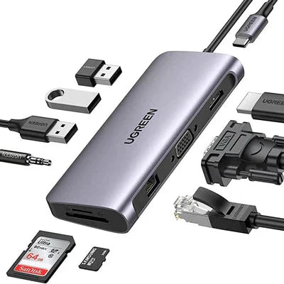 موزع UGREEN USB-C 10 في 1 موديل 20956A