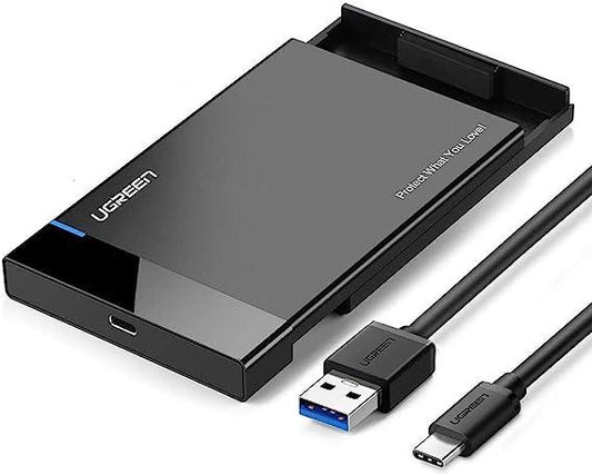 علبة قرص صلب 2.5 بوصة USB 3.0 UGREEN 30848 بخلفية بيضاء