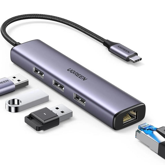 موزع USB-C مع ثلاثة منافذ USB 3.0 وGigabit Ethernet UGREEN 60600