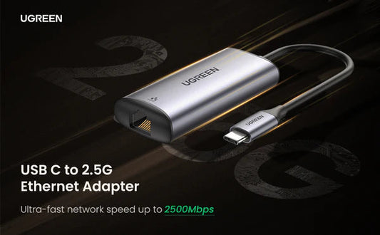 محول شبكة UGREEN CM275 موديل 70446 من USB-C إلى Ethernet بسرعة 2.5Gbps