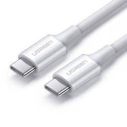 كيبل UGREEN US300 USB-C إلى USB-C بقدرة 100 واط وطول متر باللون الأبيض