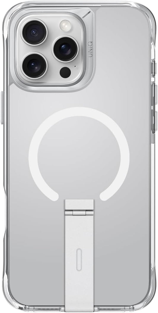 كفر حماية UNIQ HYBRID IPHONE 16 PRO (2024) 6.9 MAGCLICK CHARGING ELEVA WITH VERTICAL STAND - LUCENT (CLEAR) | حماية وتصميم أنيق