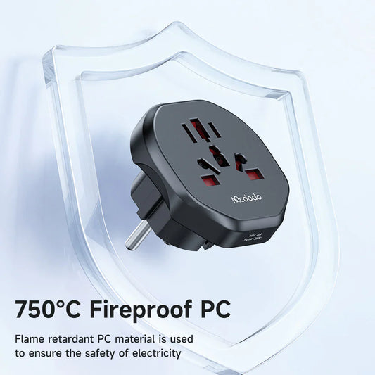 محول سفر عالمي Mcdodo CP-4550 بقابس أوروبي وقدرة 2500 واط