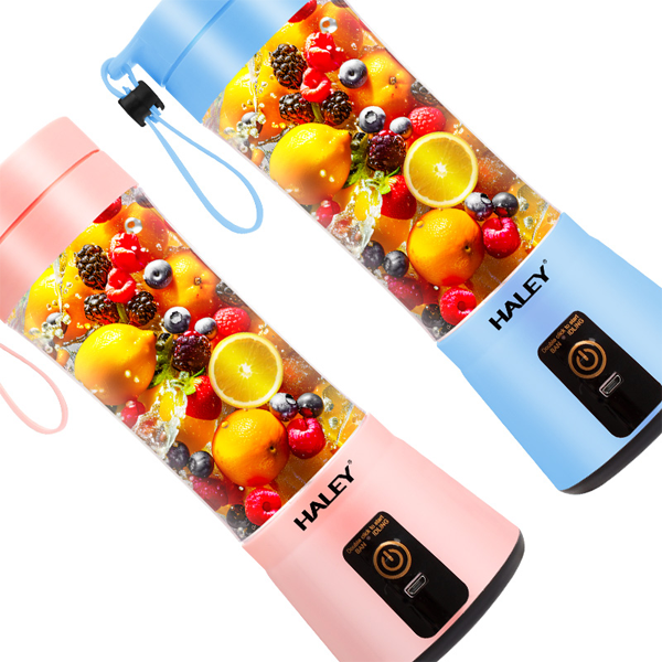 خلاط وعصارة محمولة سعة 480 مل مع شحن USB وبطارية 2000mAh و6 شفرات ستانلس ستيل ماركة HALEY خلاط وعصارة محمولة سعة 480 مل مع شحن USB وبطارية 2000mAh و6 شفرات ستانلس ستيل ماركة HALEY