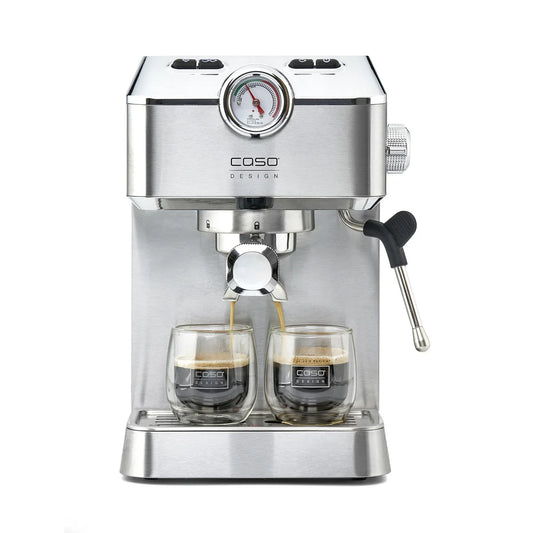 ماكينة إسبريسو EspressoGourmet ضغط 19 بار بقوة 1100 واط وخزان 1.5 لتر ماركة CASO