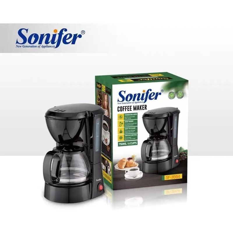 ماكينة تحضير قهوة الامريكان سعة 750 مل لتحضير 6 اكواب في وقت واحد - Sonifer ماكينة تحضير قهوة الامريكان سعة 750 مل لتحضير 6 اكواب في وقت واحد - Sonifer