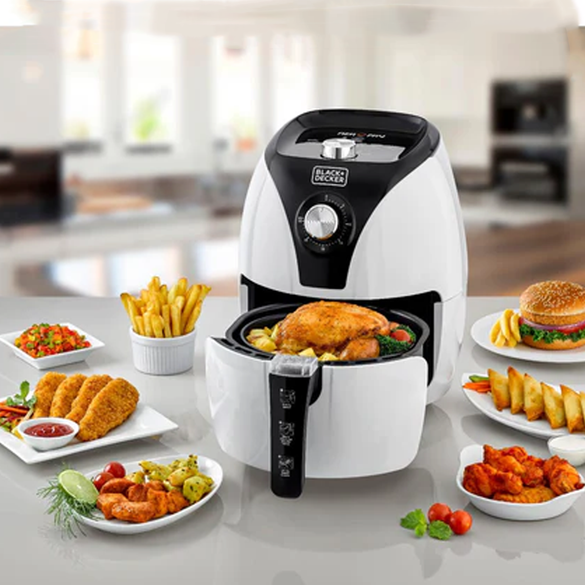 قلاية هوائية سعة 3.5 لتر بقوة 1500 واط مع تقنية الحمل الحراري السريع من Black & Decker قلاية هوائية سعة 3.5 لتر بقوة 1500 واط مع تقنية الحمل الحراري السريع من Black & Decker