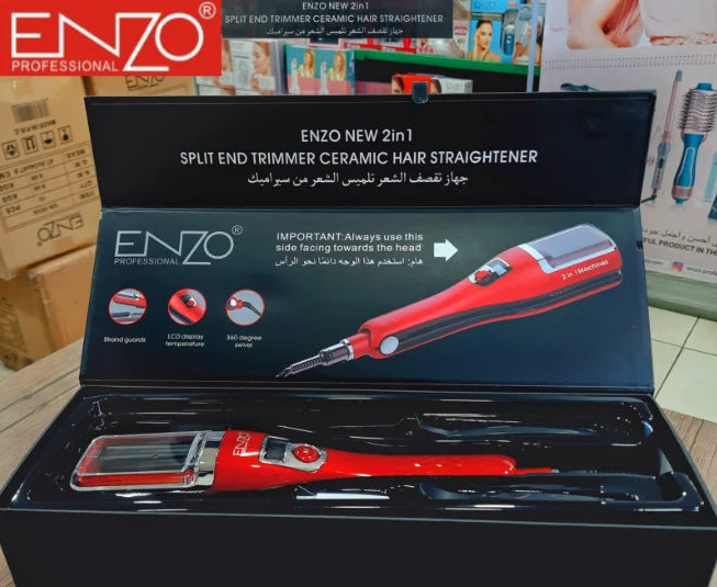 جهاز إزالة تقصف الشعر 2 بـ 1 بدرجة حرارة 470 فهرنهايت للعناية بالشعر التالف والمتطاير ماركة ENZO جهاز إزالة تقصف الشعر 2 بـ 1 بدرجة حرارة 470 فهرنهايت للعناية بالشعر التالف والمتطاير ماركة ENZO