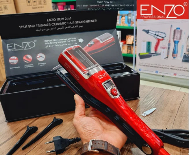 جهاز إزالة تقصف الشعر 2 بـ 1 بدرجة حرارة 470 فهرنهايت للعناية بالشعر التالف والمتطاير ماركة ENZO جهاز إزالة تقصف الشعر 2 بـ 1 بدرجة حرارة 470 فهرنهايت للعناية بالشعر التالف والمتطاير ماركة ENZO