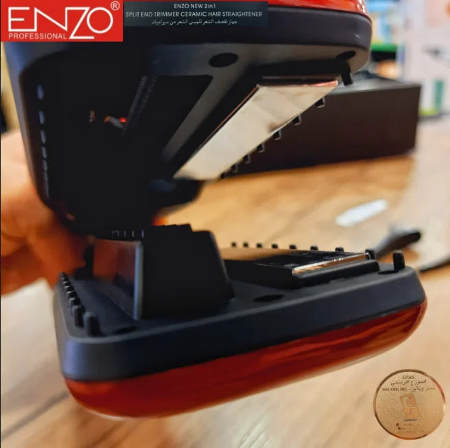 جهاز إزالة تقصف الشعر 2 بـ 1 بدرجة حرارة 470 فهرنهايت للعناية بالشعر التالف والمتطاير ماركة ENZO جهاز إزالة تقصف الشعر 2 بـ 1 بدرجة حرارة 470 فهرنهايت للعناية بالشعر التالف والمتطاير ماركة ENZO