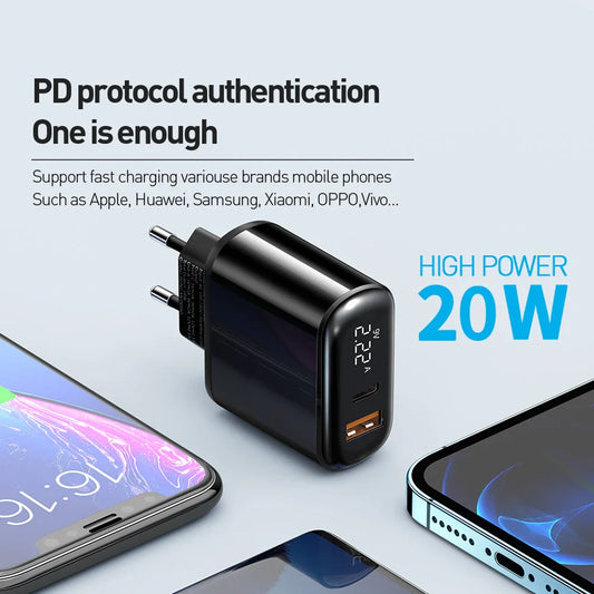 شاحن Mcdodo CH-7171 سريع 20W PD 3.0 بشاشة رقمية مع كابل USB-C إلى Lightning