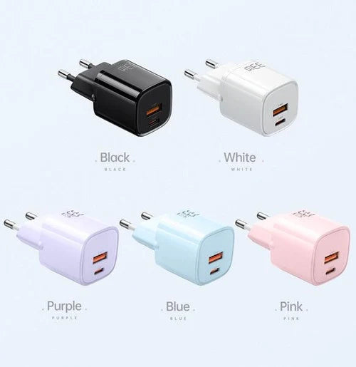 شاحن Mcdodo GaN سريع بقوة 33 واط USB-C وUSB-A – مقبس أوروبي EU