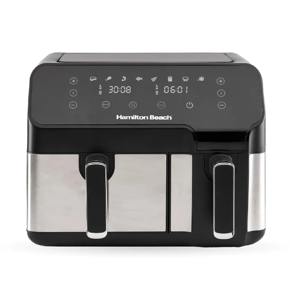 قلاية هوائية AirFryer مزدوجة سعة 8.5 لتر تتيح لك طهي الطعام بدهون اقل ماركة Hamilton Beach قلاية هوائية AirFryer مزدوجة سعة 8.5 لتر تتيح لك طهي الطعام بدهون اقل ماركة Hamilton Beach