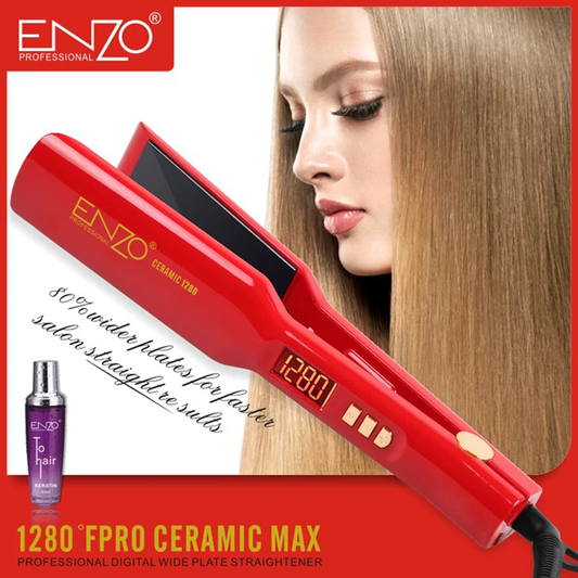 ستريتنر الشعر مع سيروم بحرارة 1280 فهرنهايت مناسب للبروتين والكيراتين ماركة ENZO