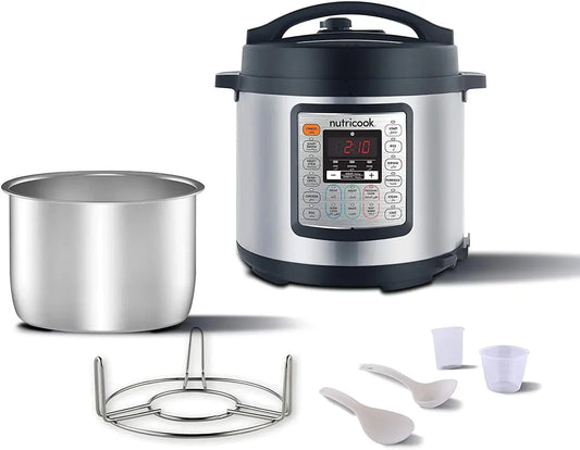 طنجرة ضغط كهربائية 9 في 1 سعة 6 لتر مع 14 برنامجًا ذكيًا بقوة 1000 واط ماركة Nutricook