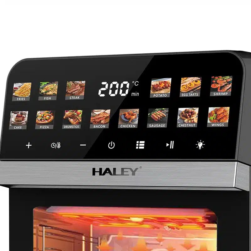 قلاية هوائية وفرن توستر 3 بـ 1 سعة 12 لتر بقوة 2500 واط بشاشة رقمية ومؤقت ماركة HALEY HY-2555 قلاية هوائية وفرن توستر 3 بـ 1 سعة 12 لتر بقوة 2500 واط بشاشة رقمية ومؤقت ماركة HALEY HY-2555
