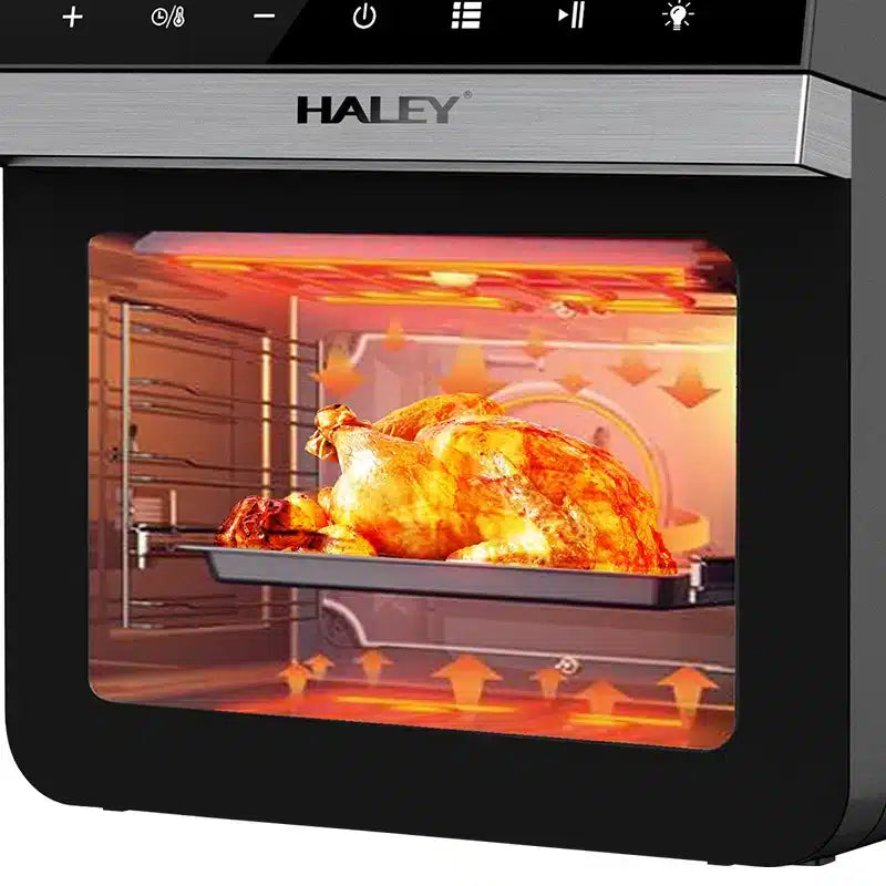 قلاية هوائية وفرن توستر 3 بـ 1 سعة 12 لتر بقوة 2500 واط بشاشة رقمية ومؤقت ماركة HALEY HY-2555 قلاية هوائية وفرن توستر 3 بـ 1 سعة 12 لتر بقوة 2500 واط بشاشة رقمية ومؤقت ماركة HALEY HY-2555