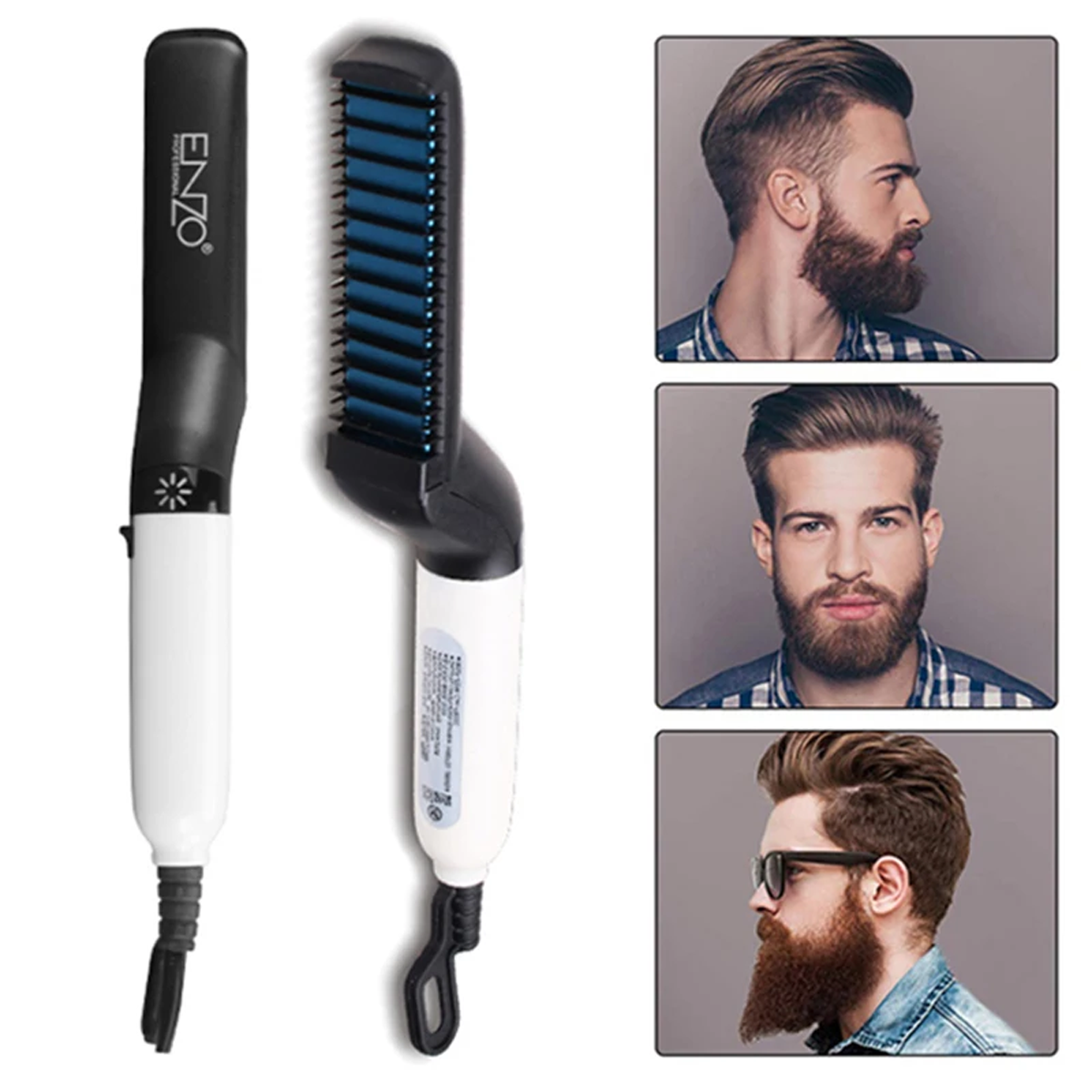فرشاة تصفيف وتنعيم الشعر والحية للرجال بسلك دوران ماركة ENZO فرشاة تصفيف وتنعيم الشعر والحية للرجال بسلك دوران ماركة ENZO