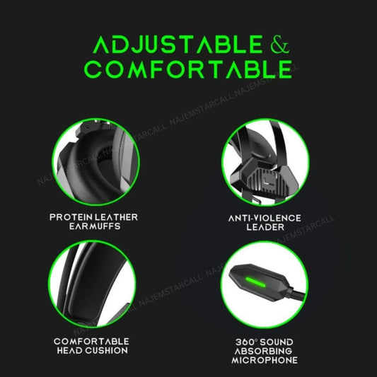 سماعة العاب سلكية مع USB-A بصوت محيطي وإضاءة LED بسبعة ألوان ماركة YESIDO EK03