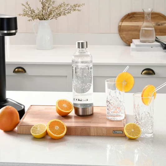 زجاجة مياه غازية Ultra Soda سعة 1 لتر بغطاء من الفولاذ المقاوم للصدأ - متوافقة مع ماكينة Ultra Soda