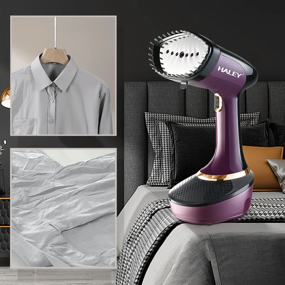 مكواة بخارية محمولة للعناية بالملابس بقوة 1500 واط ماركة HALEY مكواة بخارية محمولة للعناية بالملابس بقوة 1500 واط ماركة HALEY