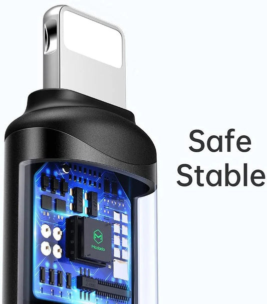 محول Mcdodo USB-C إلى Lightning للشحن السريع ونقل البيانات 3A – أسود