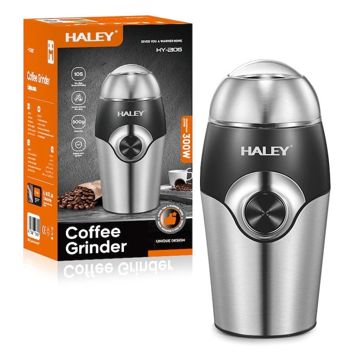 مطحنة قهوة كهربائية بقوة 200 واط وسعة 80 جرام للحبوب والمكسرات والتوابل ماركة HALEY