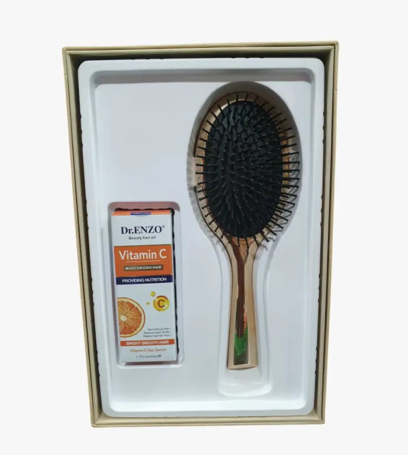 فرشاة شعر ENZO Wooden Paddle Brush الاحترافية مع سيروم فيتامين C هدية للشعر الطويل والكثيف فرشاة شعر ENZO Wooden Paddle Brush الاحترافية مع سيروم فيتامين C هدية للشعر الطويل والكثيف