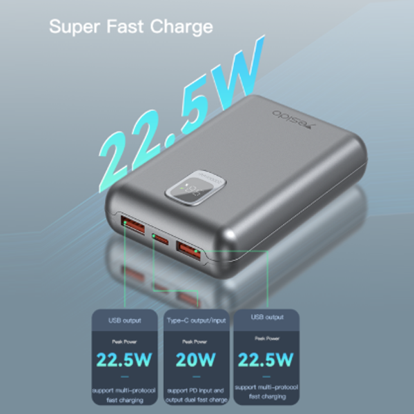باوربانك Yesido YP47 بسعة 20000mAh – شحن سريع 22.5W وتقنية PD20W مع شاشة LED باوربانك Yesido YP47 بسعة 20000mAh – شحن سريع 22.5W وتقنية PD20W مع شاشة LED